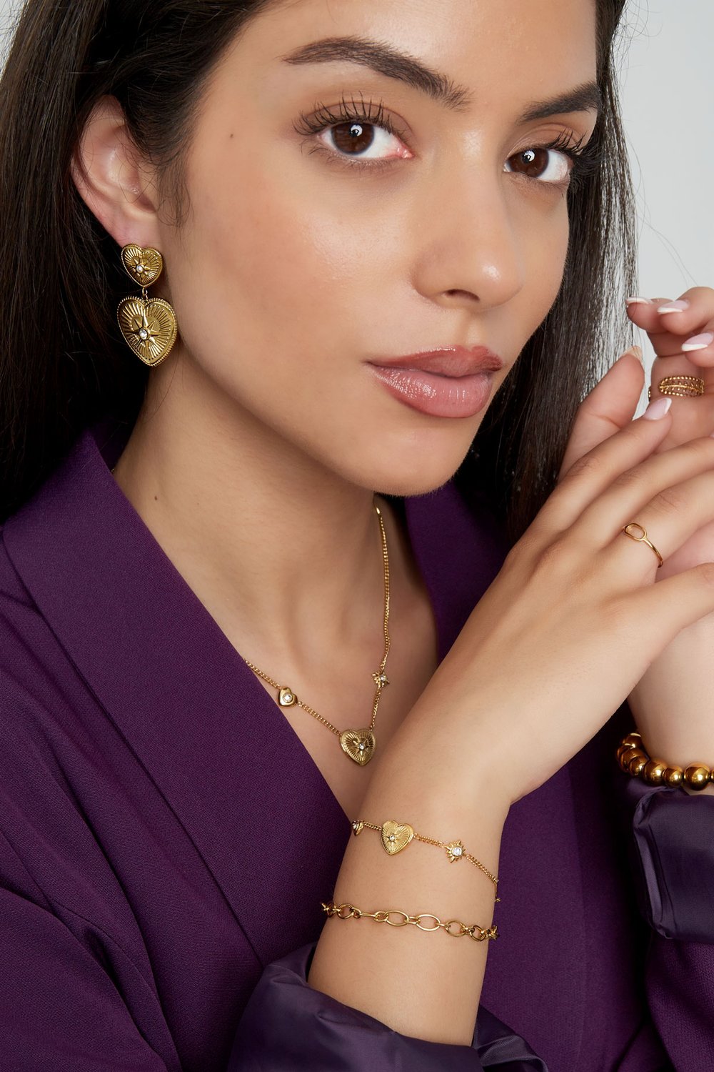 Armbandglieder mit Anhängern – Goldfarbe - Goldfarbefarbe h5Bild2